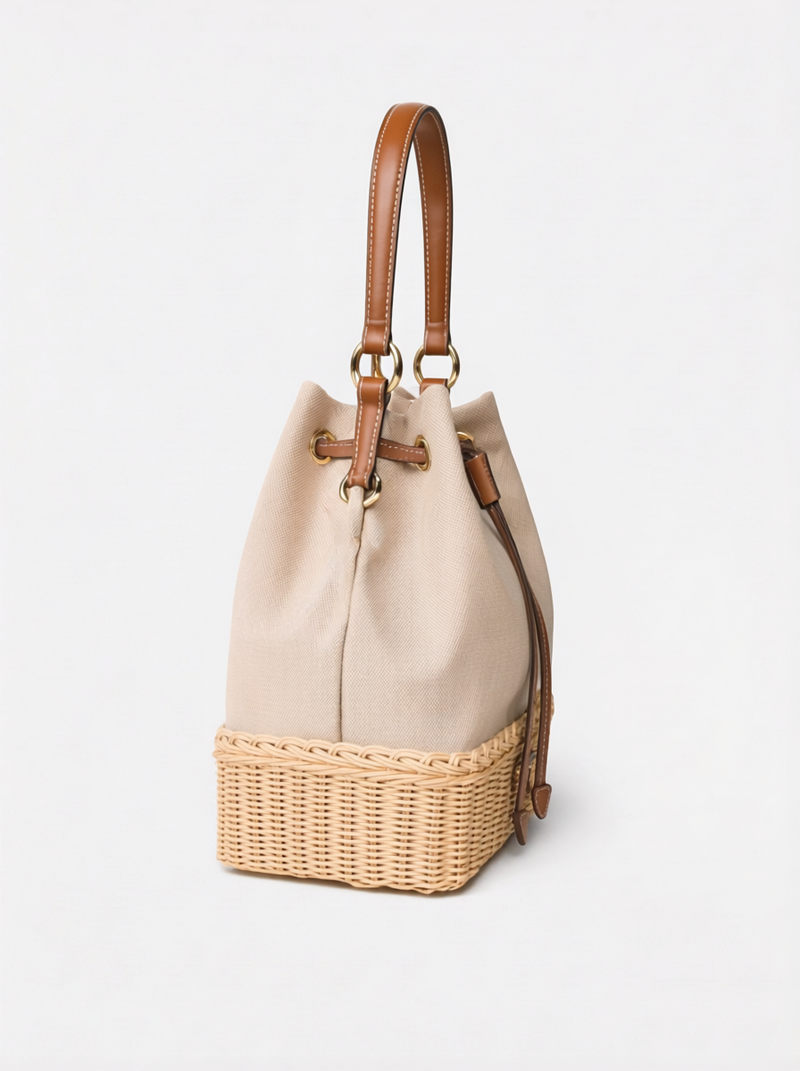 Lauranza Capri medium wicker bucket bag