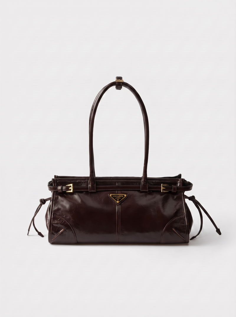 Lauranza Noir small saffiano leather shoulder bag